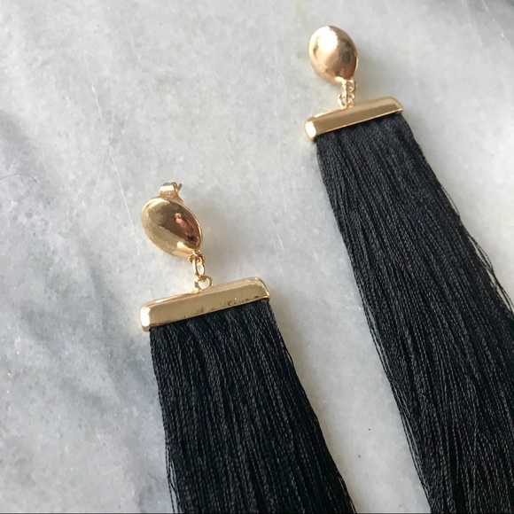 Black Tassel Earrings - Picture 2 of 3